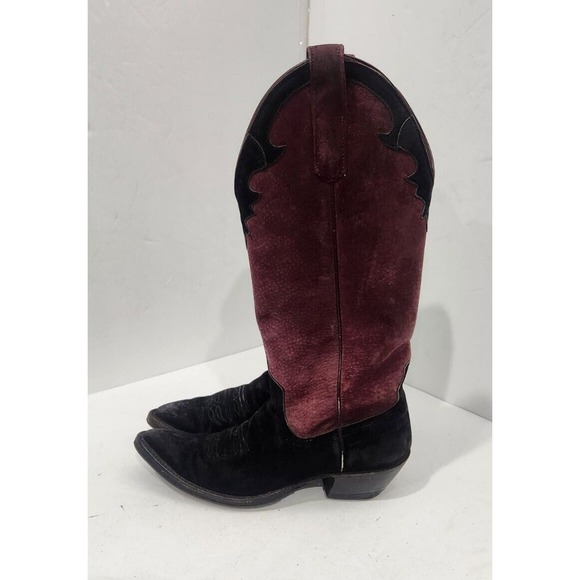 Anderson Bean 4170C Suede Cabernet Black Womens Western Boots Size 4 Made In USA - Picture 2 of 14